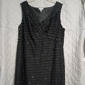 Fashion Bug Sequin Ruffle Black Dress 22w